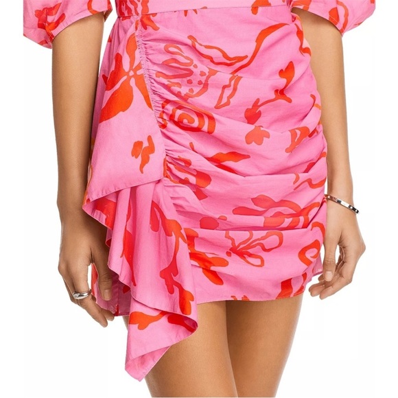 NWT RHODE Pia Pink Botanical Floral Abstract Mini Dress Ruffles Puff Sleeve 12 - Picture 6 of 15